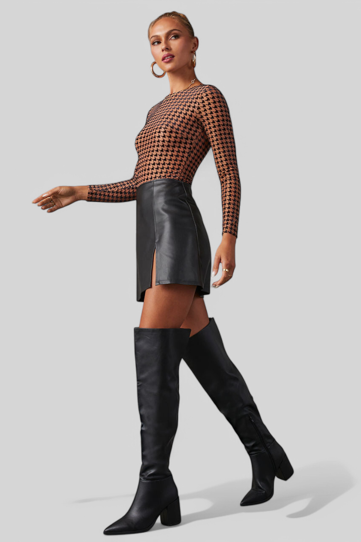 Black Oversized Boots with Block Heel Bella