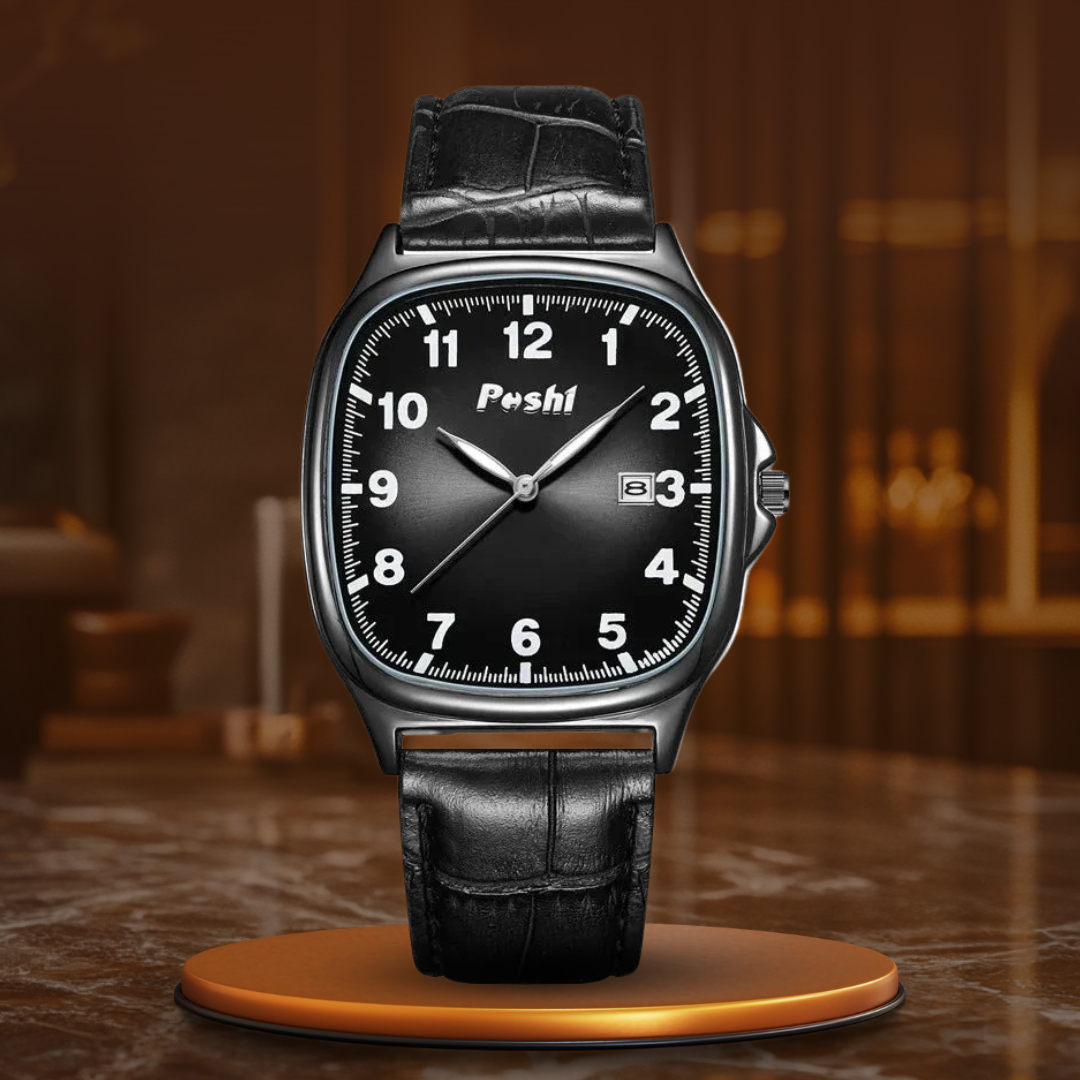 Elegant Quartz Watch with Fashionable Leather Strap