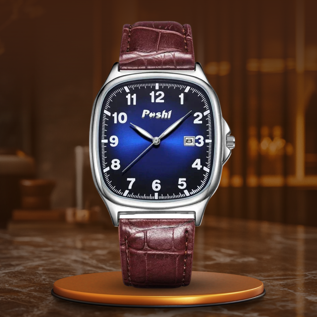 Elegant Quartz Watch with Fashionable Leather Strap