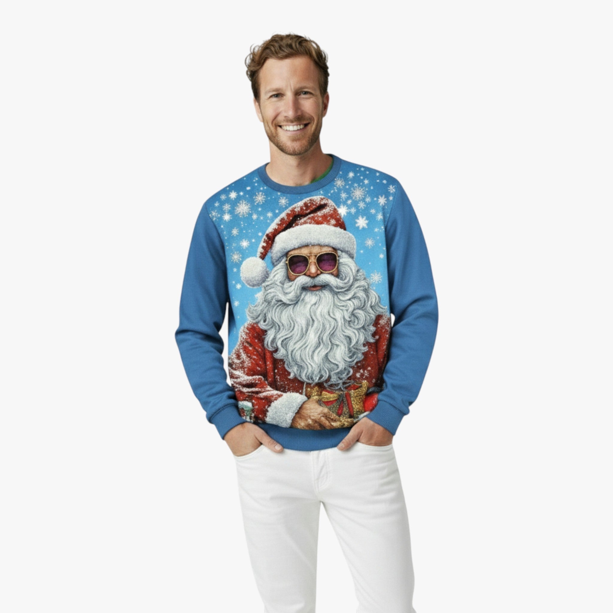 Elegant men's Christmas sweater with colorful music pattern - Perfect for parties and casual style