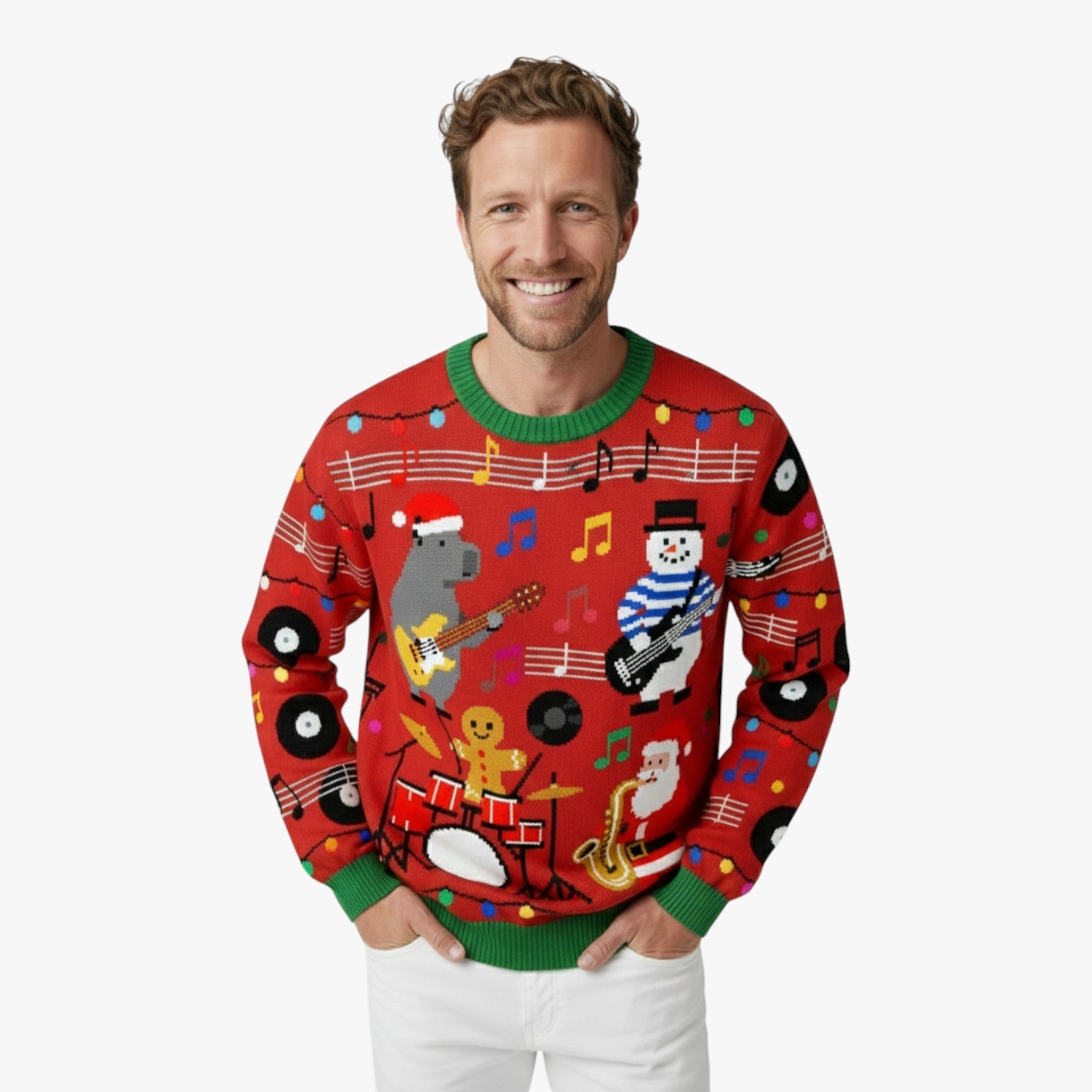 Exclusive Men's Christmas Sweater with Cute Animal Pattern – Perfect for Holiday Festive Mood