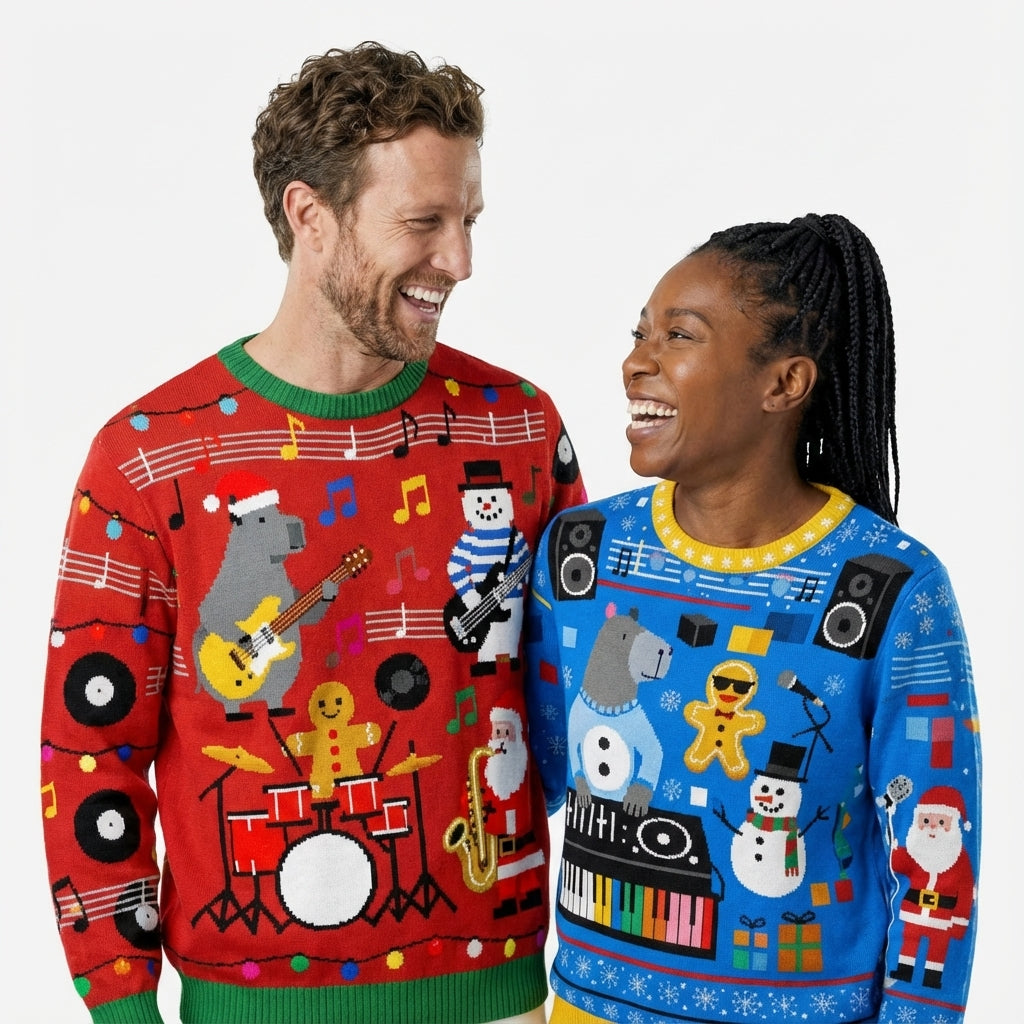 Exclusive Men's Christmas Sweater with Cute Animal Pattern – Perfect for Holiday Festive Mood