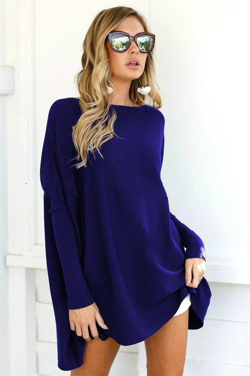 Large Sexy Women's Round Neck Sweater for Casual Comfort