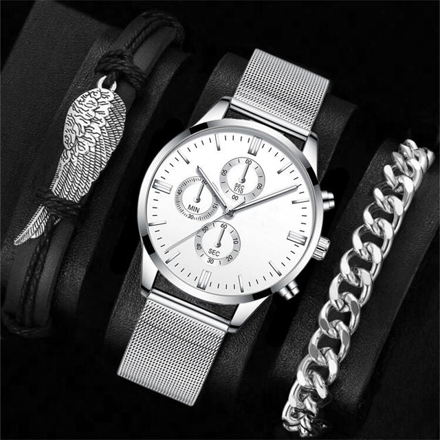 Heritage Chronograph Watch Set and Elegant Bracelet
