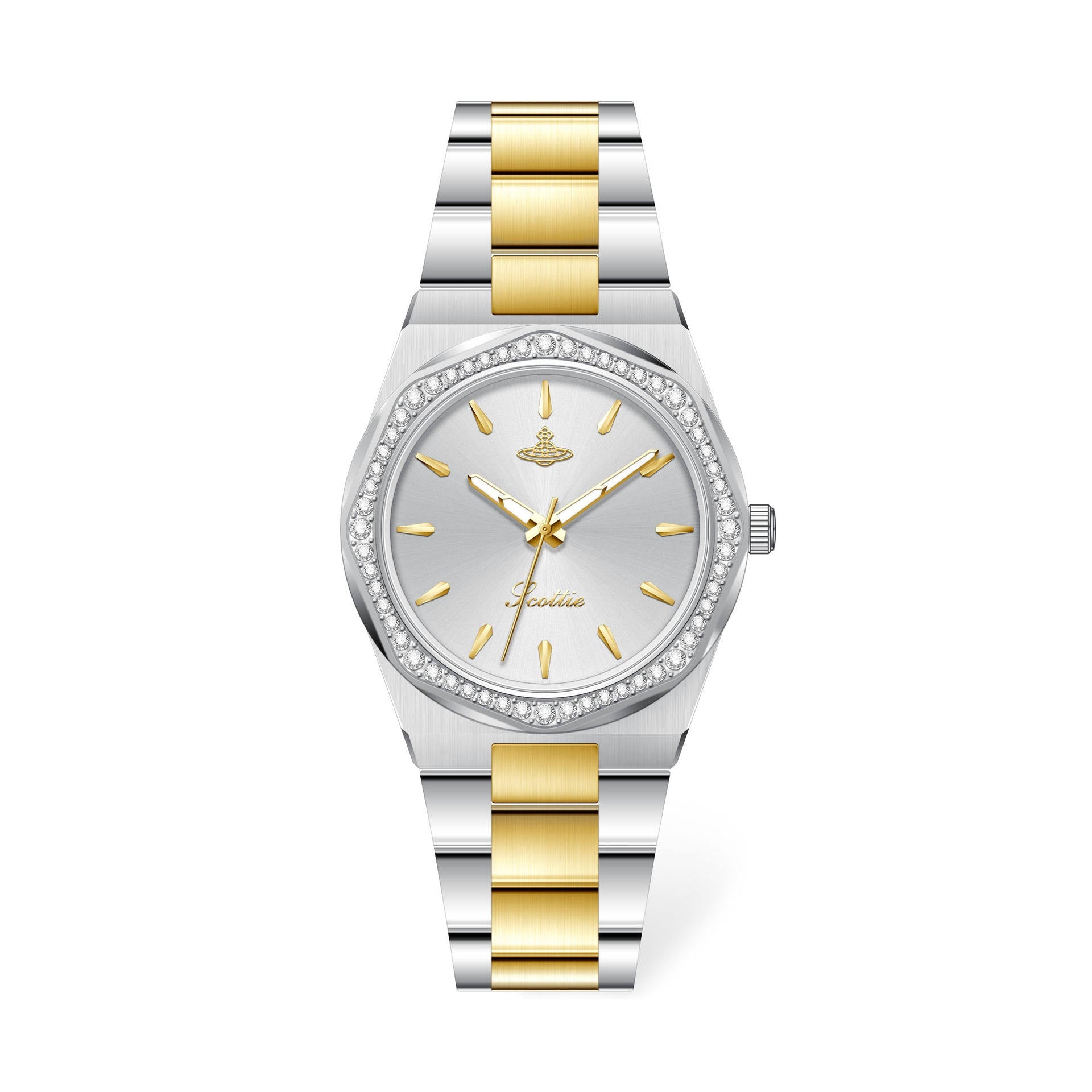 Watch in stainless steel with a hexagonal diamond design – Elegant and unique accessory