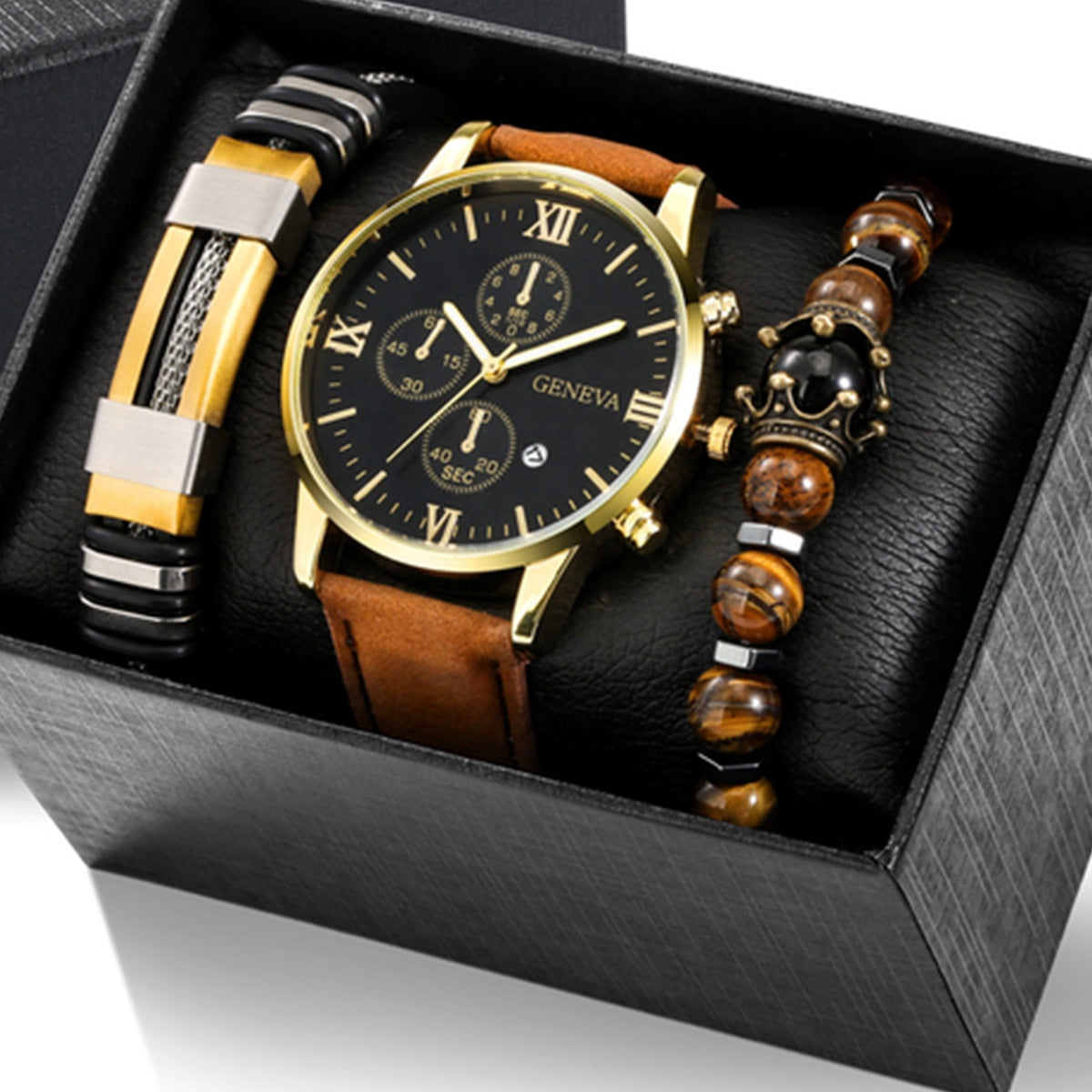 Luxury Signature Quartz Watch Set with Leather Strap for Elegant Style