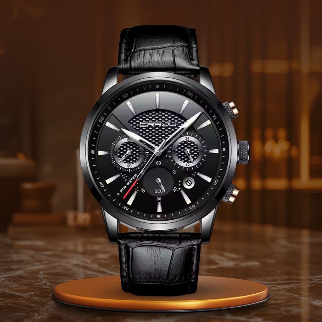 Elegant and trendy military leather watch