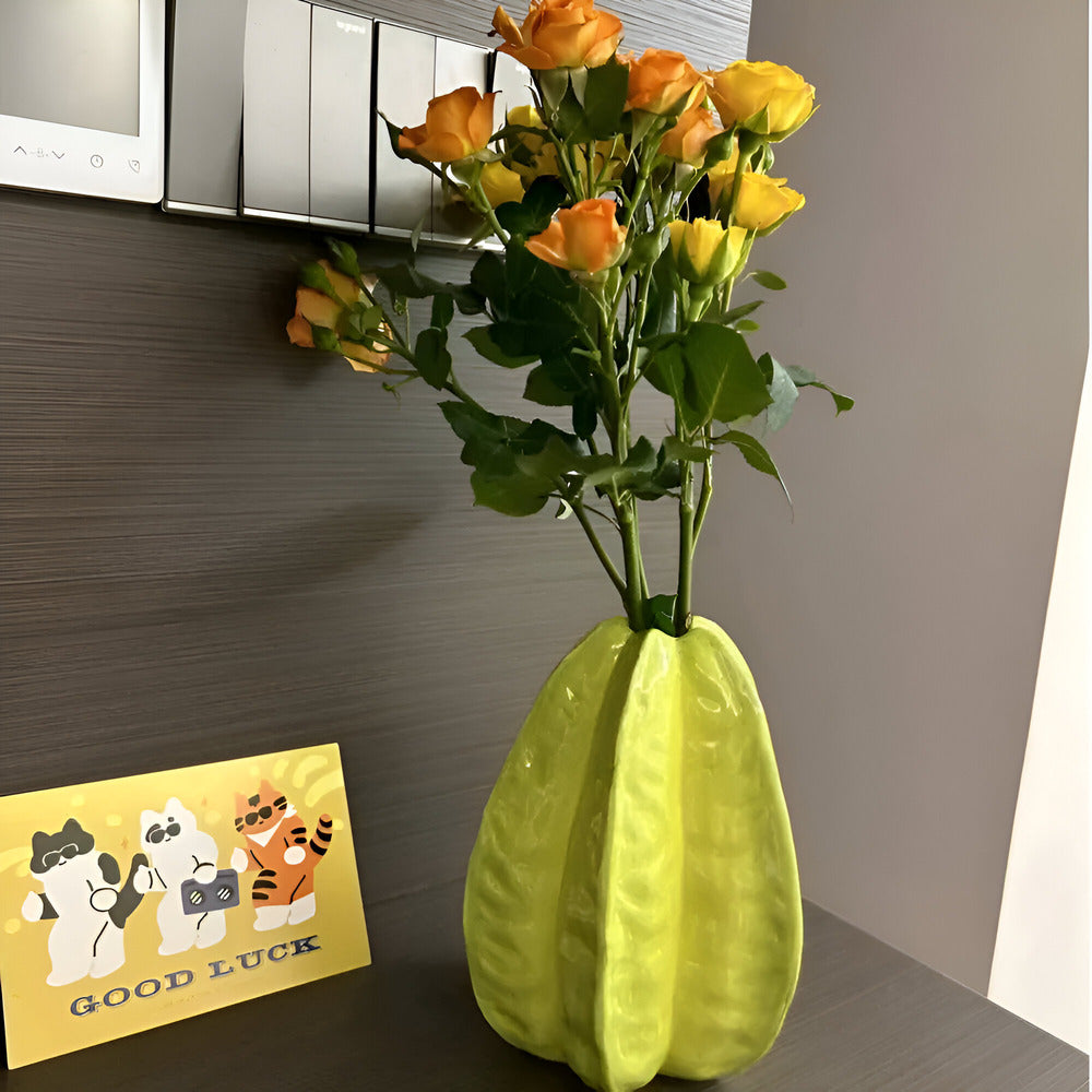 Nerithia - Handmade Ceramic Flower Vase in Elegant Starfruit Design