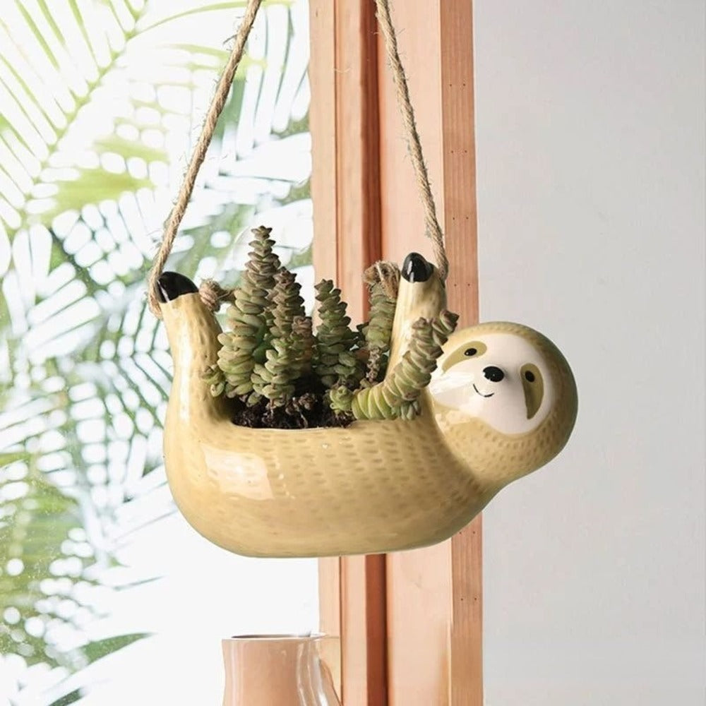 Seravia - Unique Handmade Ceramic Flower Pot with Charming Sloth Design