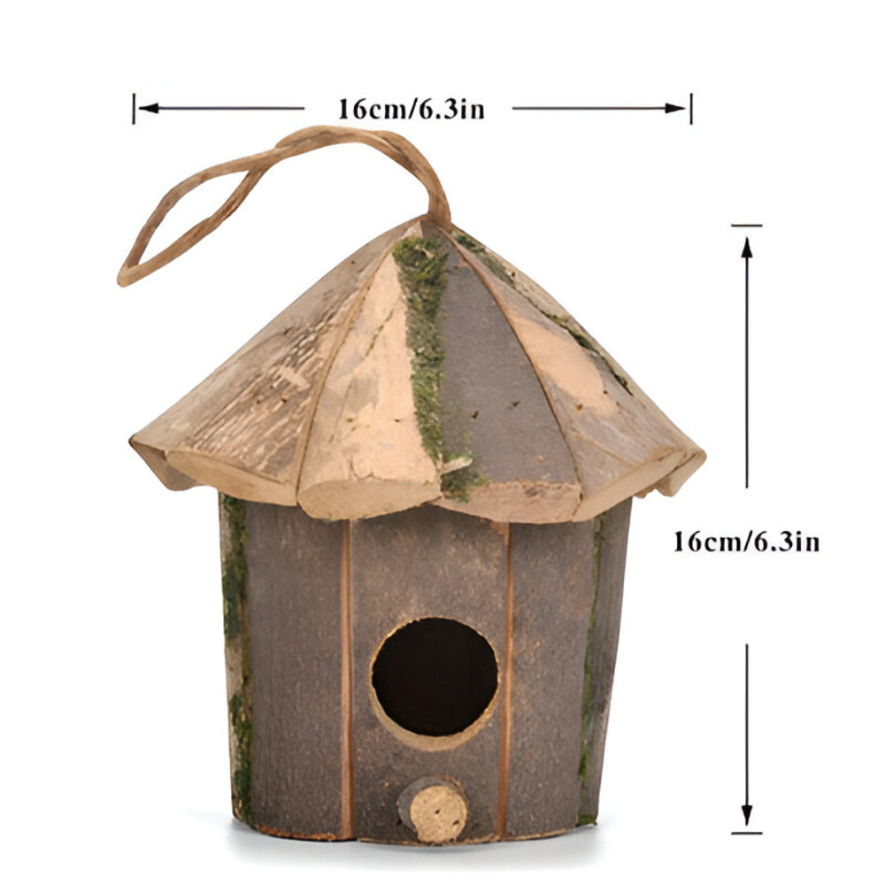 Domus - Charming Rustic Wooden Birdhouse with Hummingbird Design