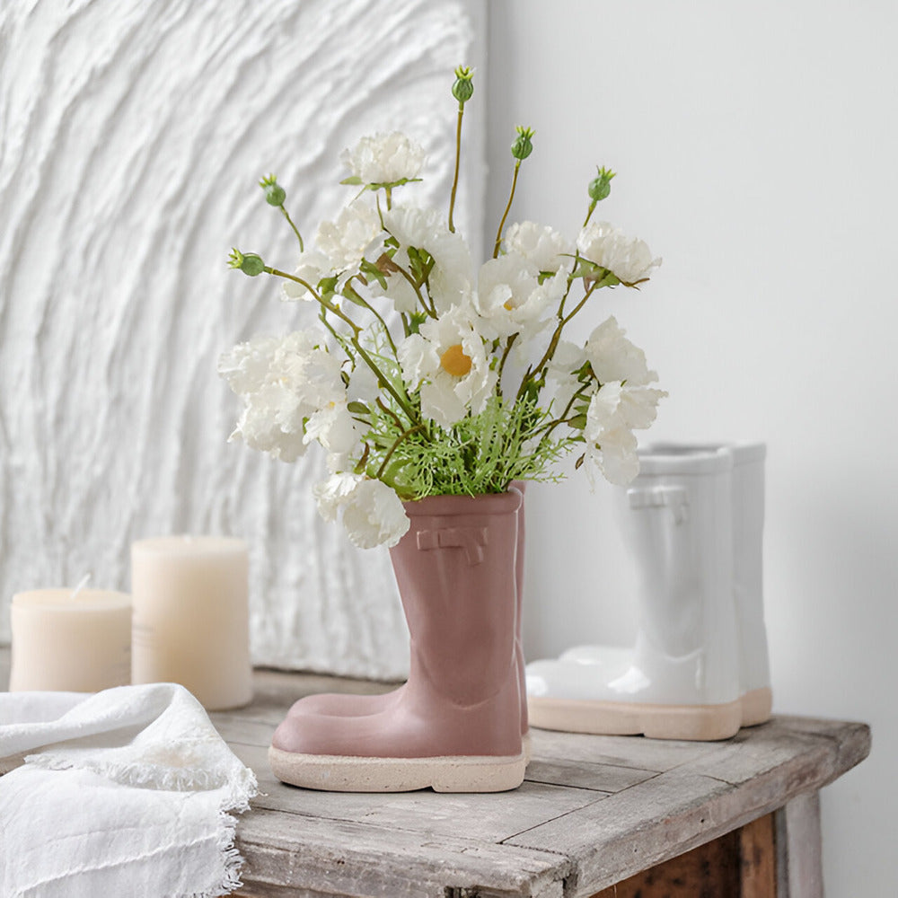 Minthara - beautiful ceramic vase in unique boot shape for stylish decor