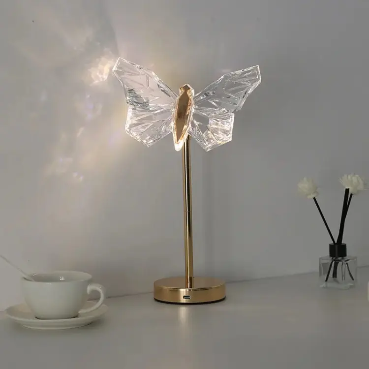 Elegant butterfly crystal table lamp for stylish living ambiance
