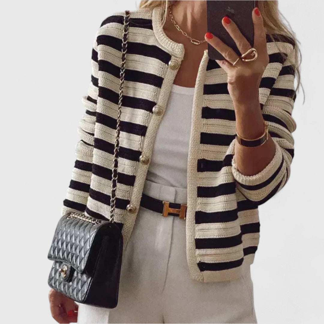 Eileen - Modern striped cardigan for a stylish and cozy look