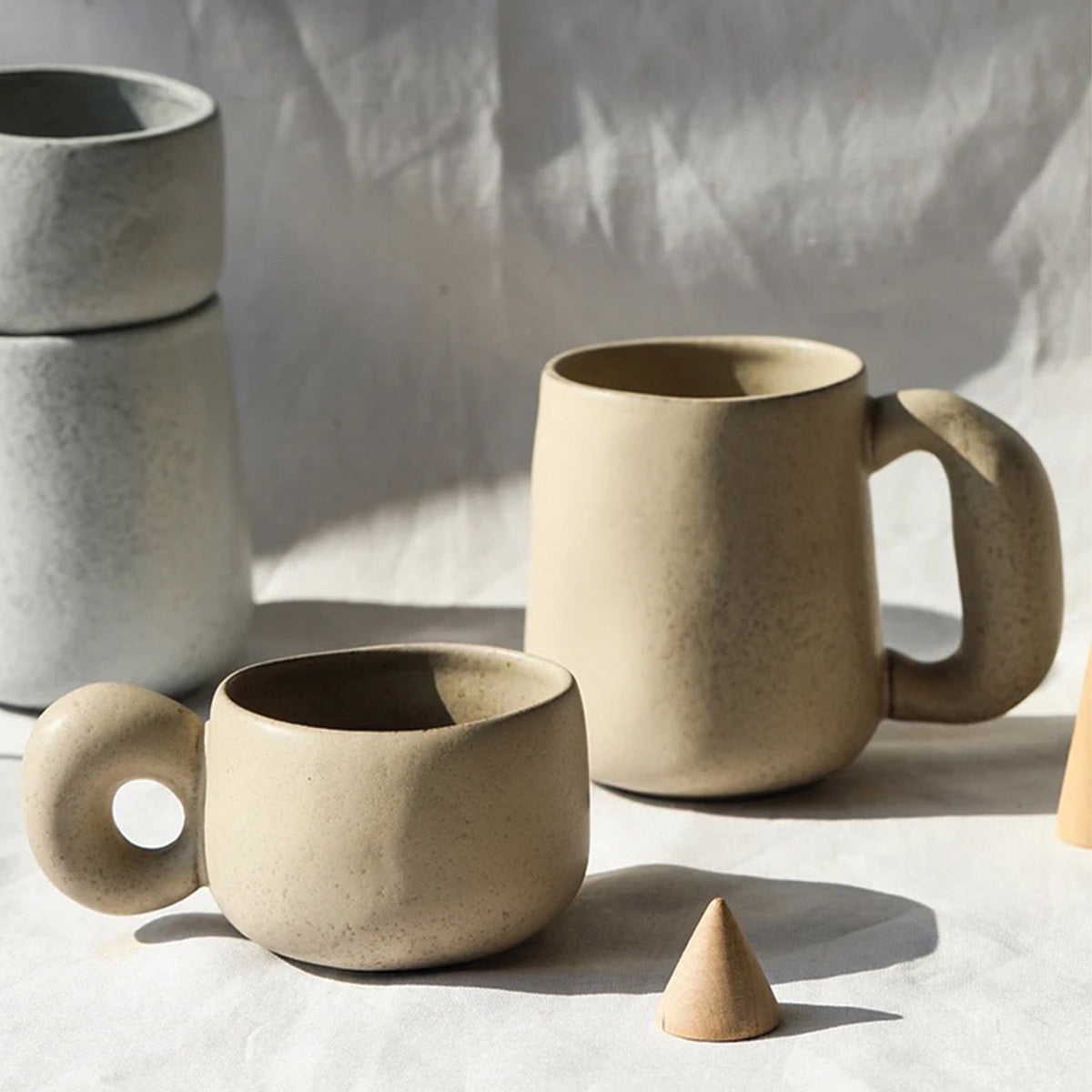 Handmade Stone Mugs Louv - Unique Ceramic Dishware for a Touch of Elegance