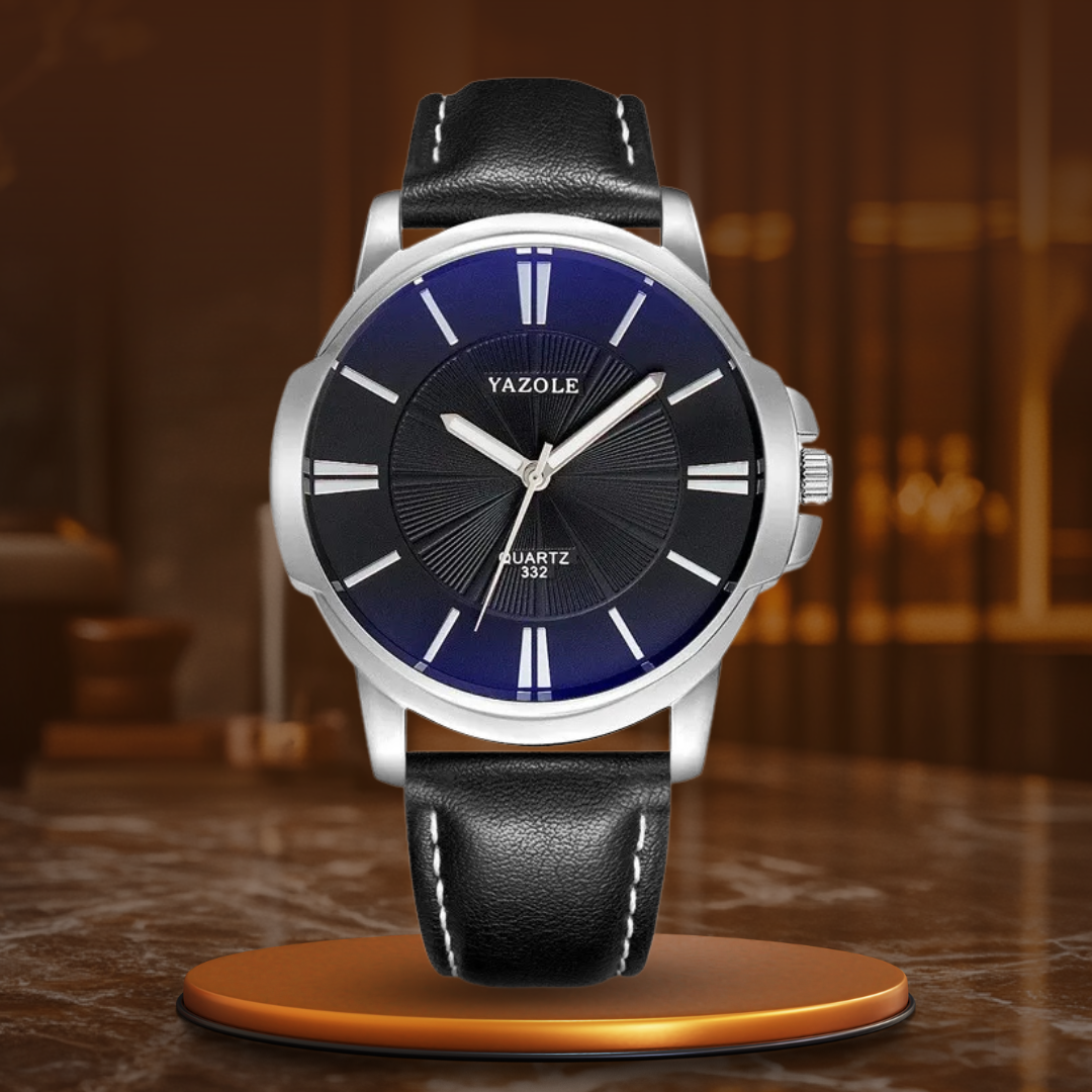 Blue glass watch with leather strap – Elegance and luxury for all occasions