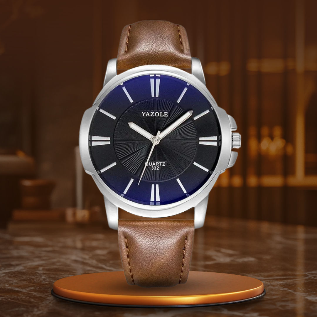 Blue glass watch with leather strap – Elegance and luxury for all occasions