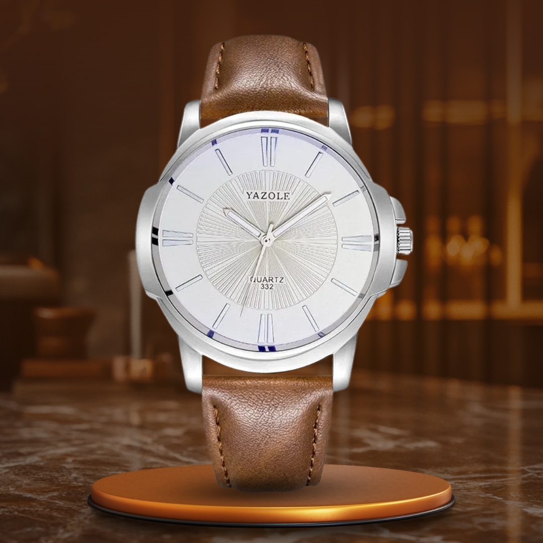 Blue glass watch with leather strap – Elegance and luxury for all occasions