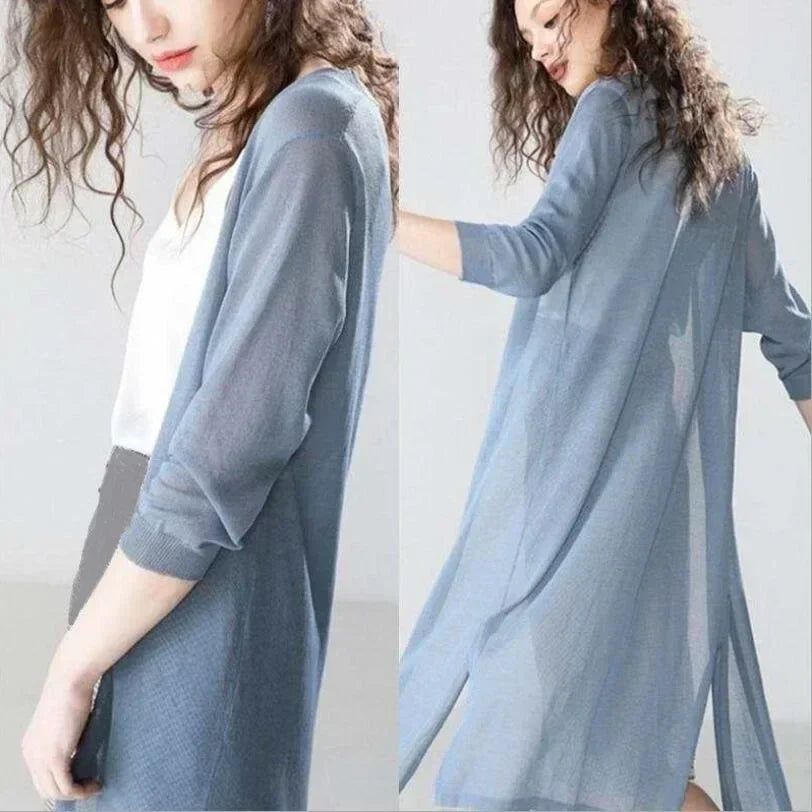 Elda Lightweight Long Cardigan for Women – Open-Front Sweater with Soft, All-Season Layering