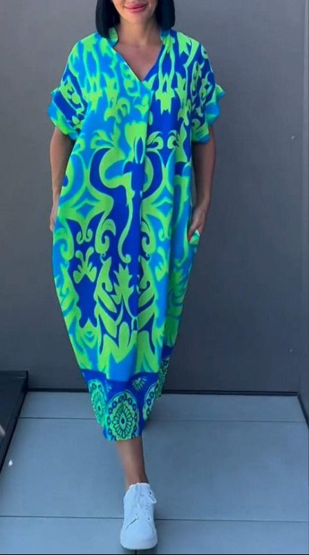 Nia | Floral Midi Dress with V-Neck 0