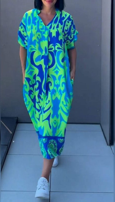 Nia | Floral Midi Dress with V-Neck 1