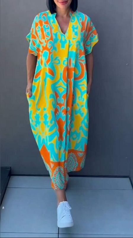 Nia | Floral Midi Dress with V-Neck 2