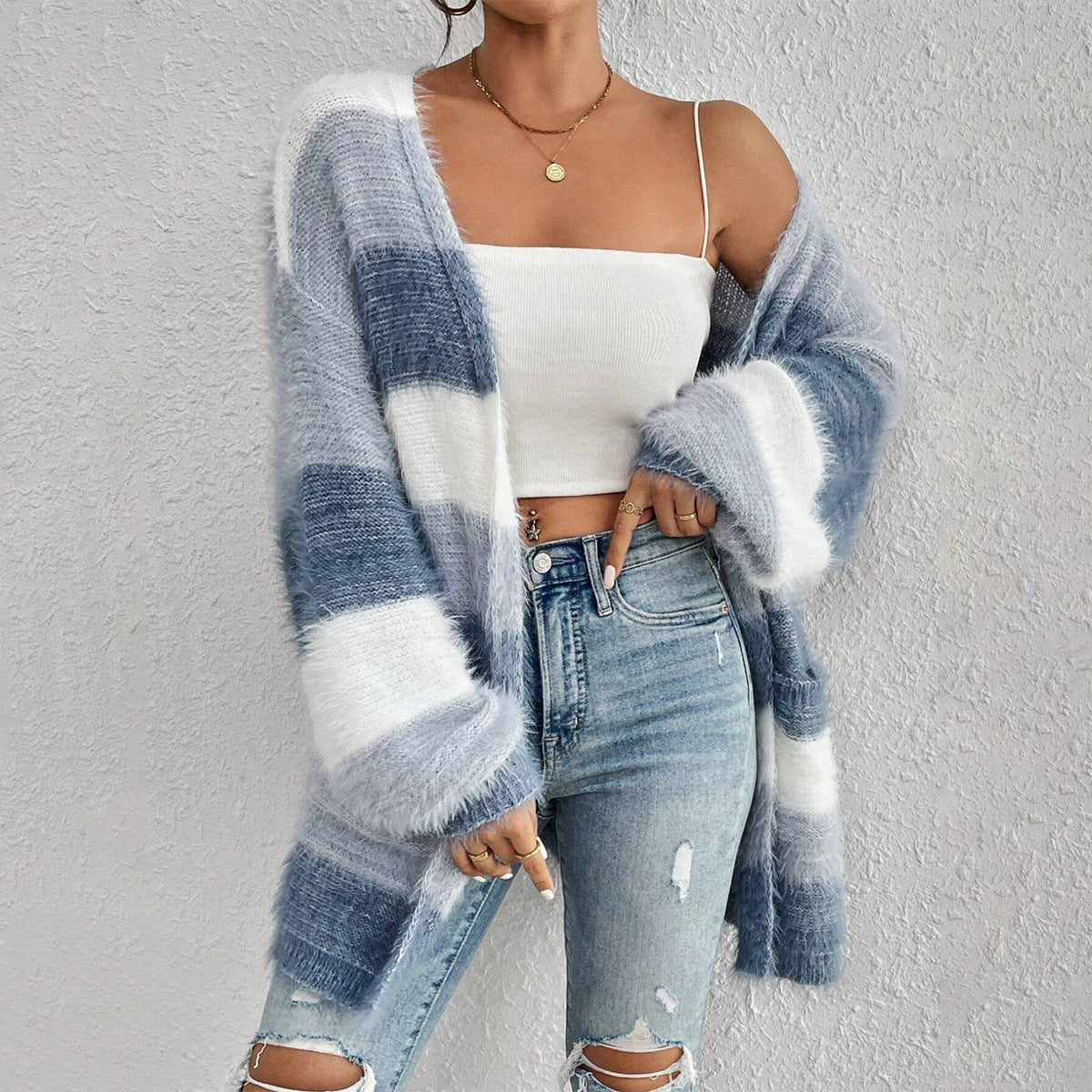 Cozy Plush Open-Front Long-Sleeve Fuzzy Cardigan