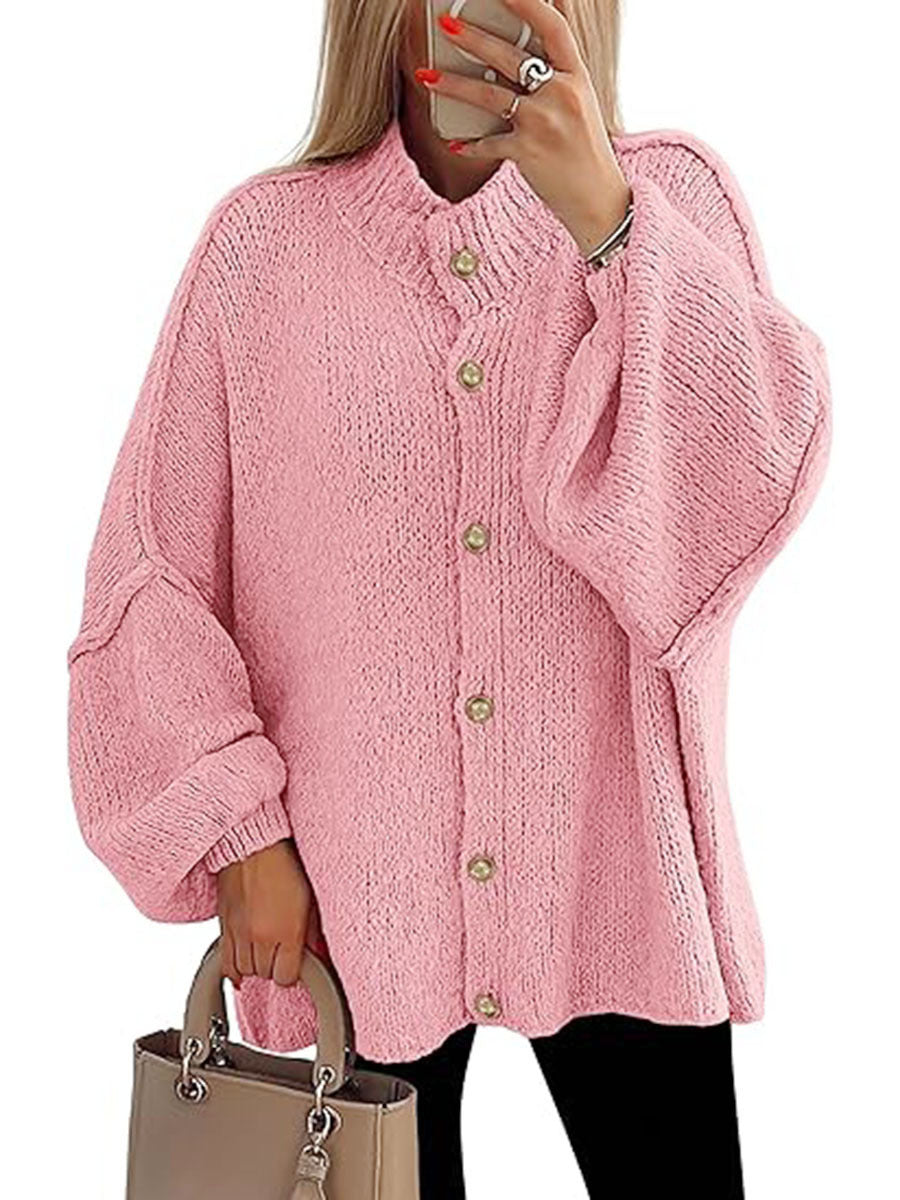Cozy Button-Down Long-Sleeve Chunky Jacket