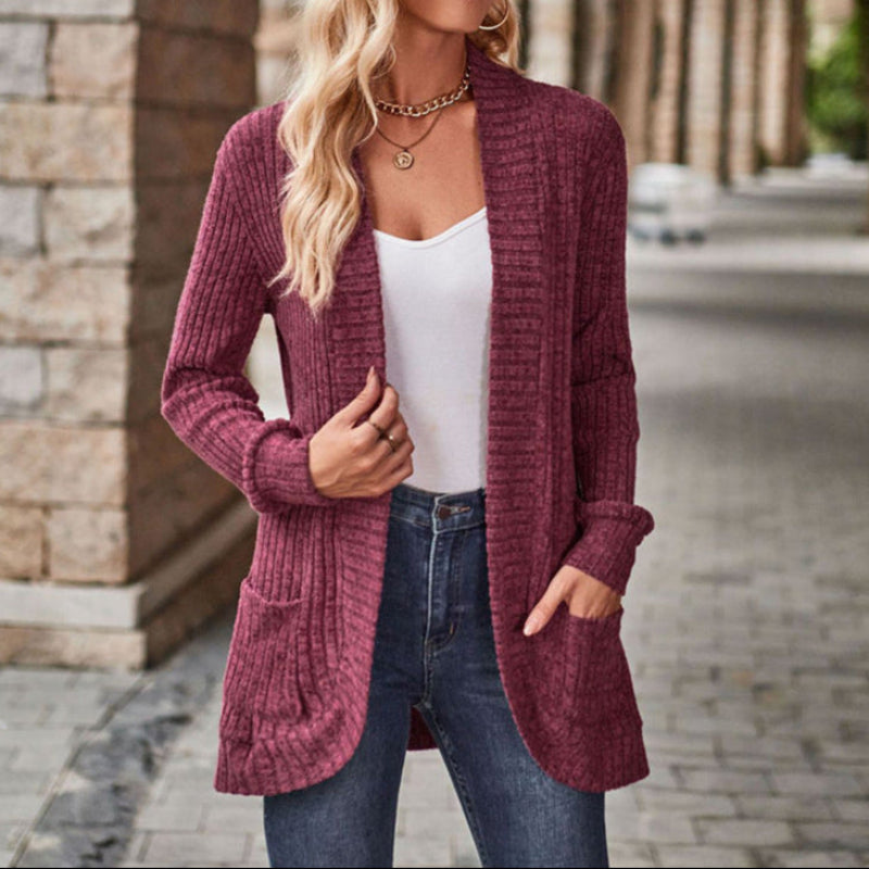 Cozy Lightweight Long-Sleeve Open-Front Cardigan – Effortless Everyday Layering