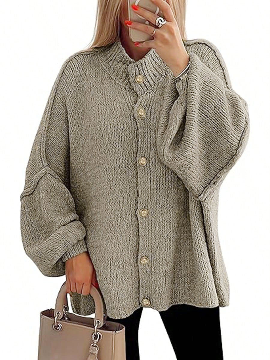 Cozy Button-Down Long-Sleeve Chunky Jacket