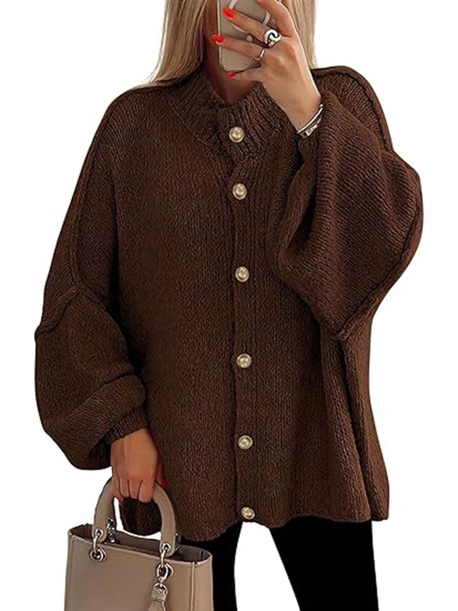 Cozy Button-Down Long-Sleeve Chunky Jacket