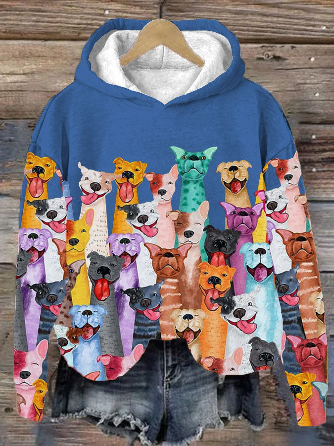 Colorful Dog Motif Hoodie for Women – Stylish Comfort and Animal Love