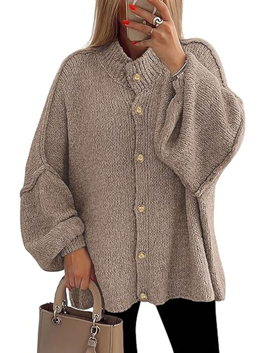 Cozy Button-Down Long-Sleeve Chunky Jacket