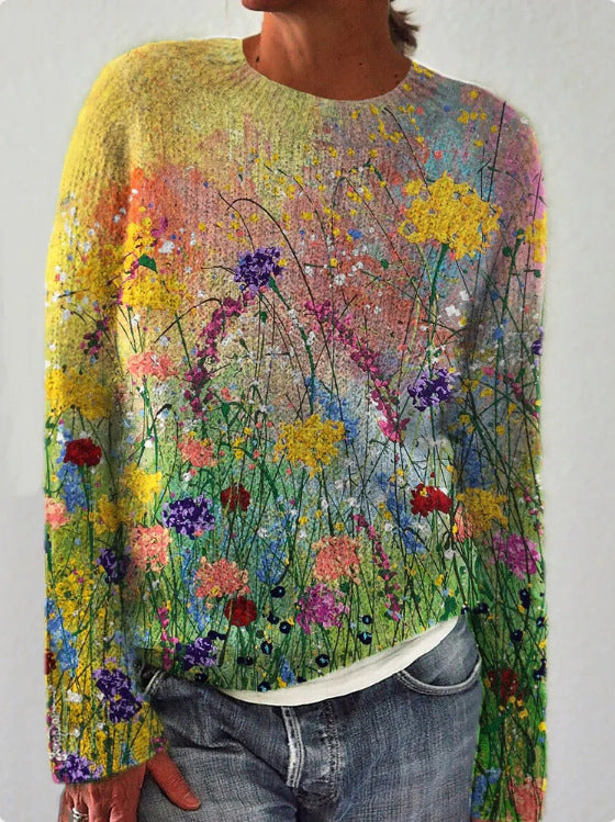 Floral Embroidered Women's Sweater - Stylish and Comfortable Beginner's Love