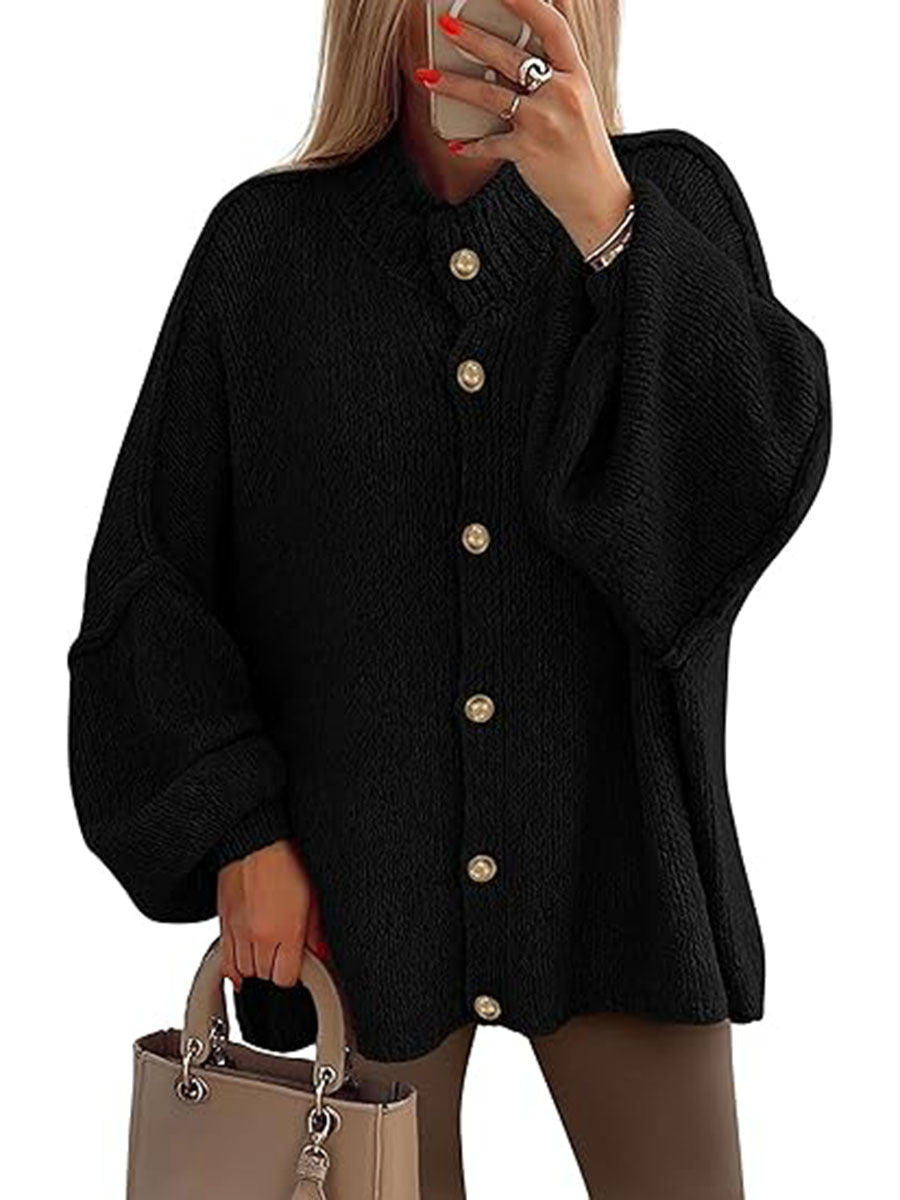 Cozy Button-Down Long-Sleeve Chunky Jacket