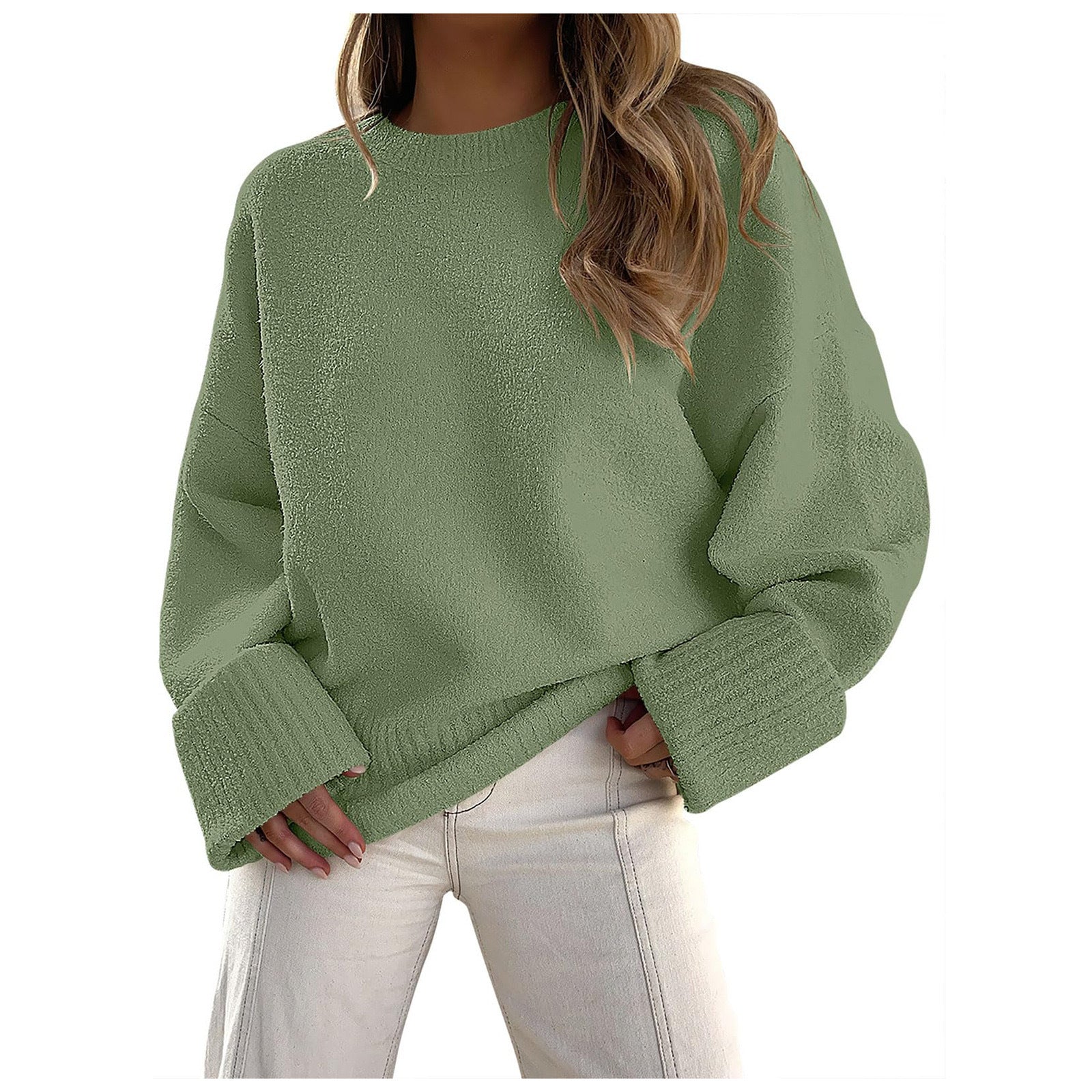 Ultra-Cozy Oversized Fuzzy Knit Pullover Sweater
