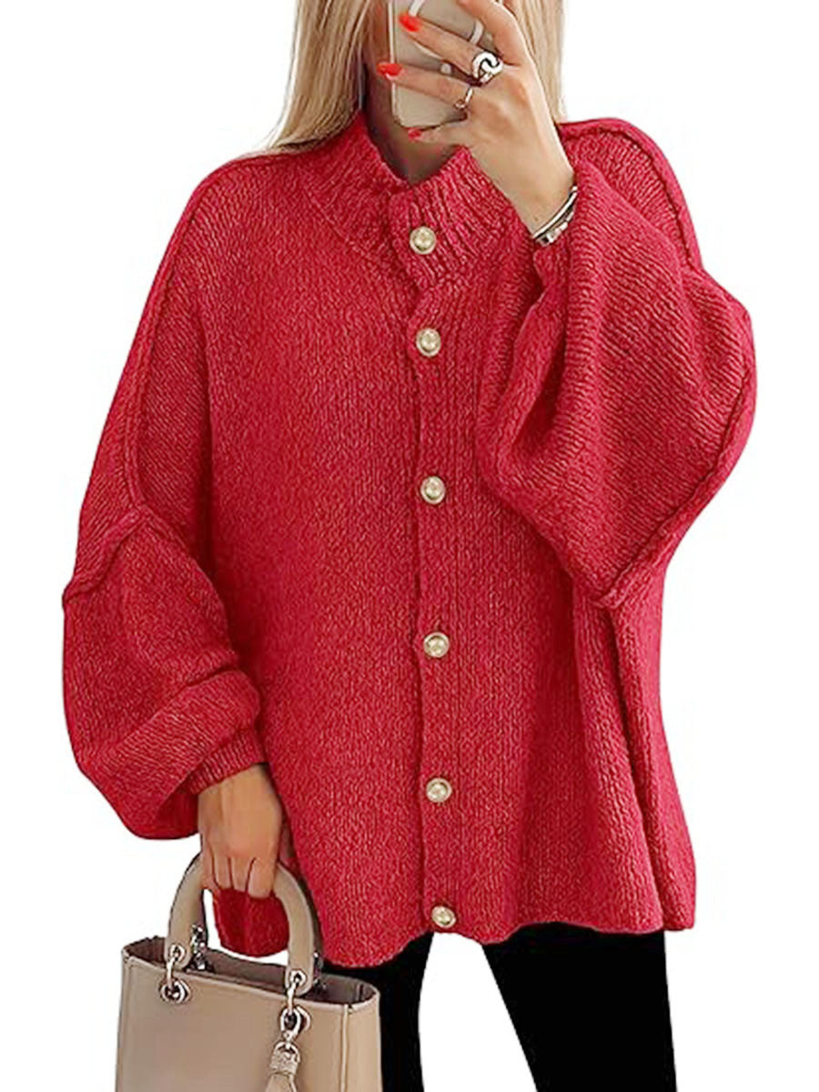 Cozy Button-Down Long-Sleeve Chunky Jacket