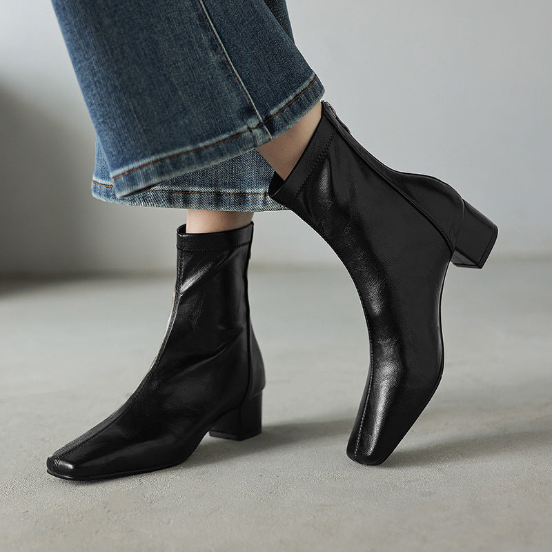 Stylish Minimalist Block Heel Ankle Boots