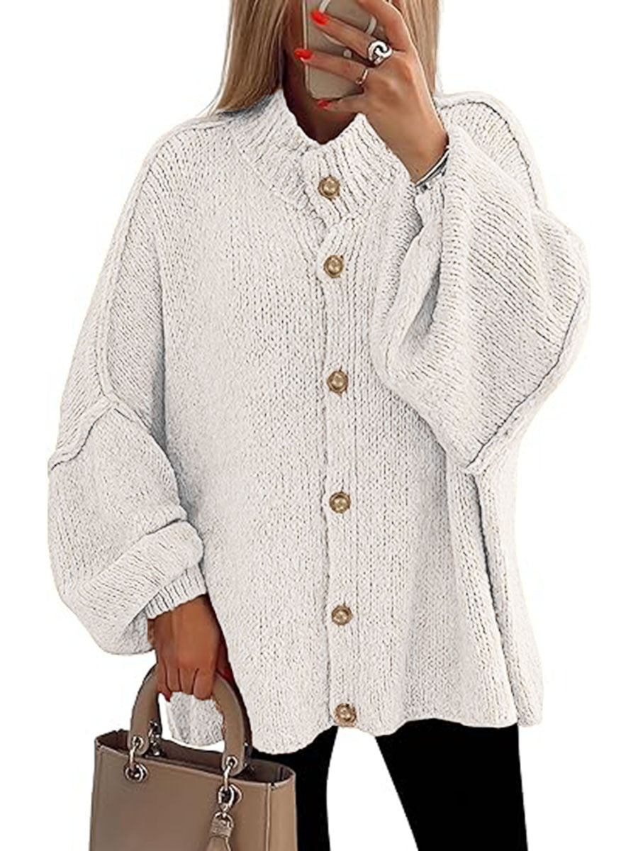 Cozy Button-Down Long-Sleeve Chunky Jacket