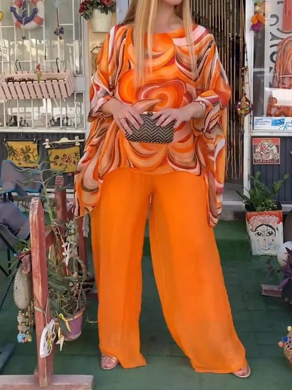 Casual Loose Fit Chiffon Set