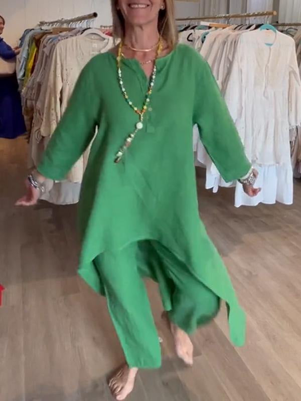 Two-Piece Washable Breathable Cotton Set for Comfort and Style