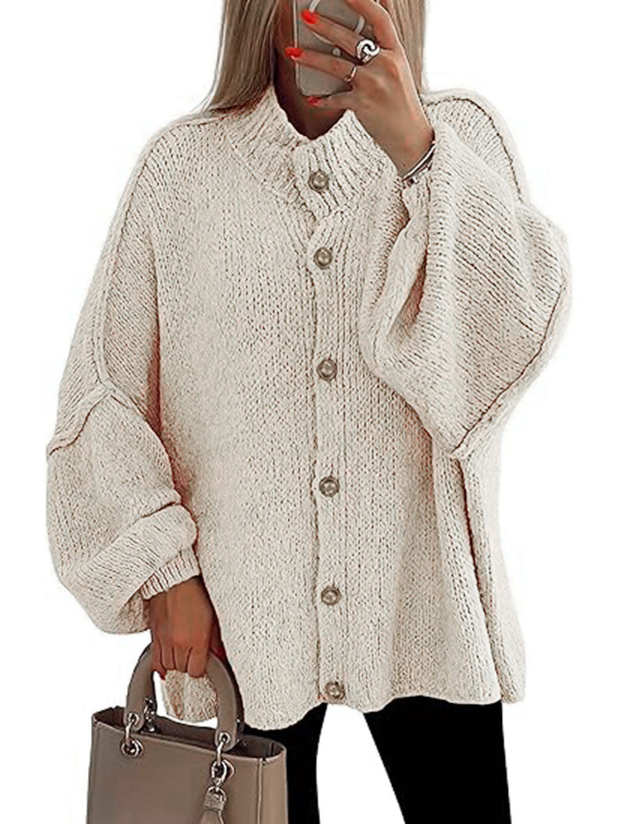 Cozy Button-Down Long-Sleeve Chunky Jacket