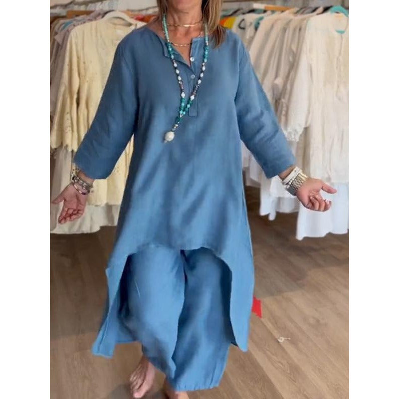 Two-Piece Washable Breathable Cotton Set for Comfort and Style