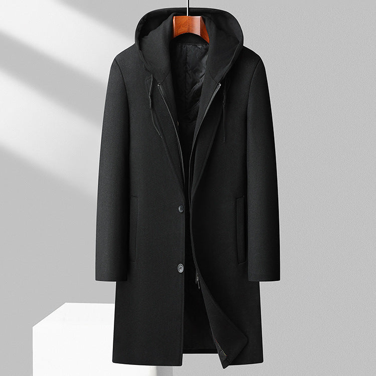 Alessio Elegant Wool Hooded Overcoat for a Sophisticated Look