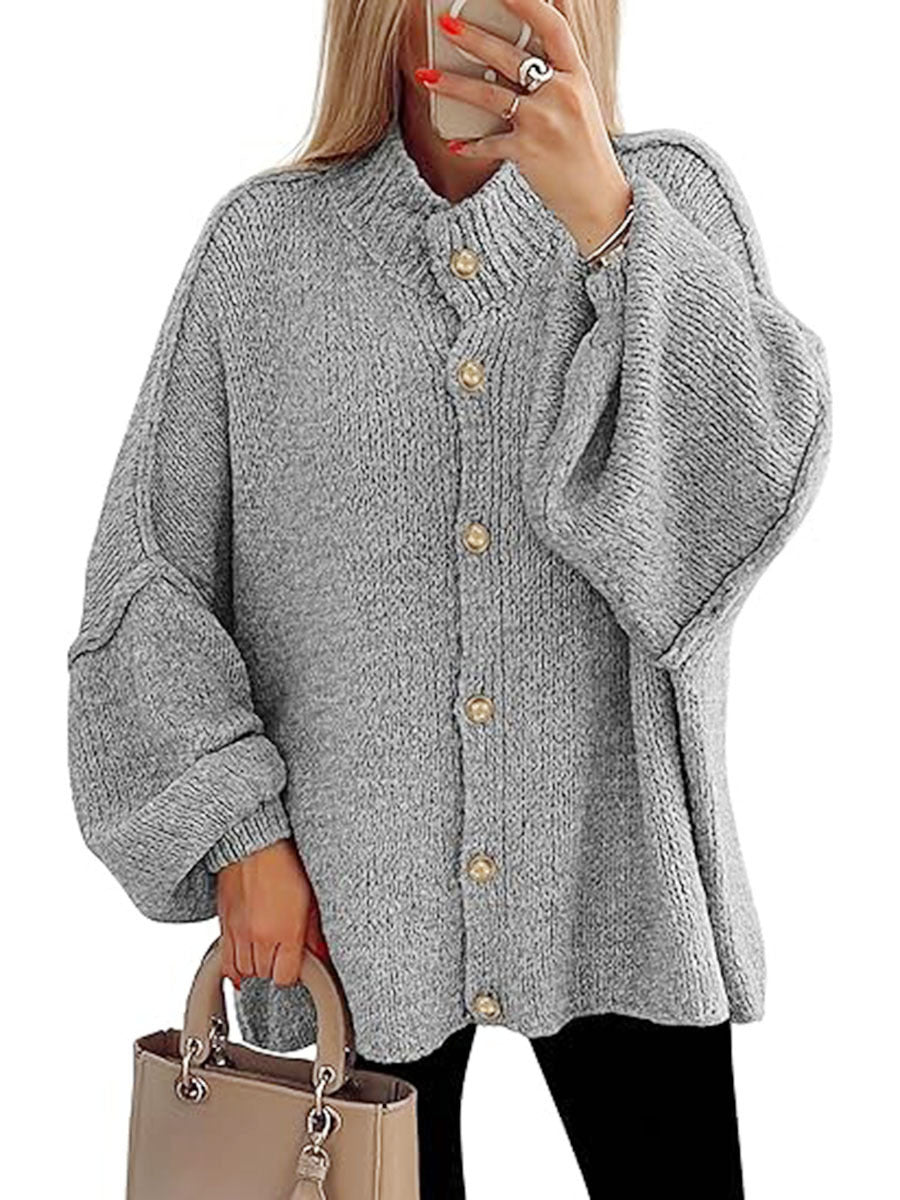 Cozy Button-Down Long-Sleeve Chunky Jacket