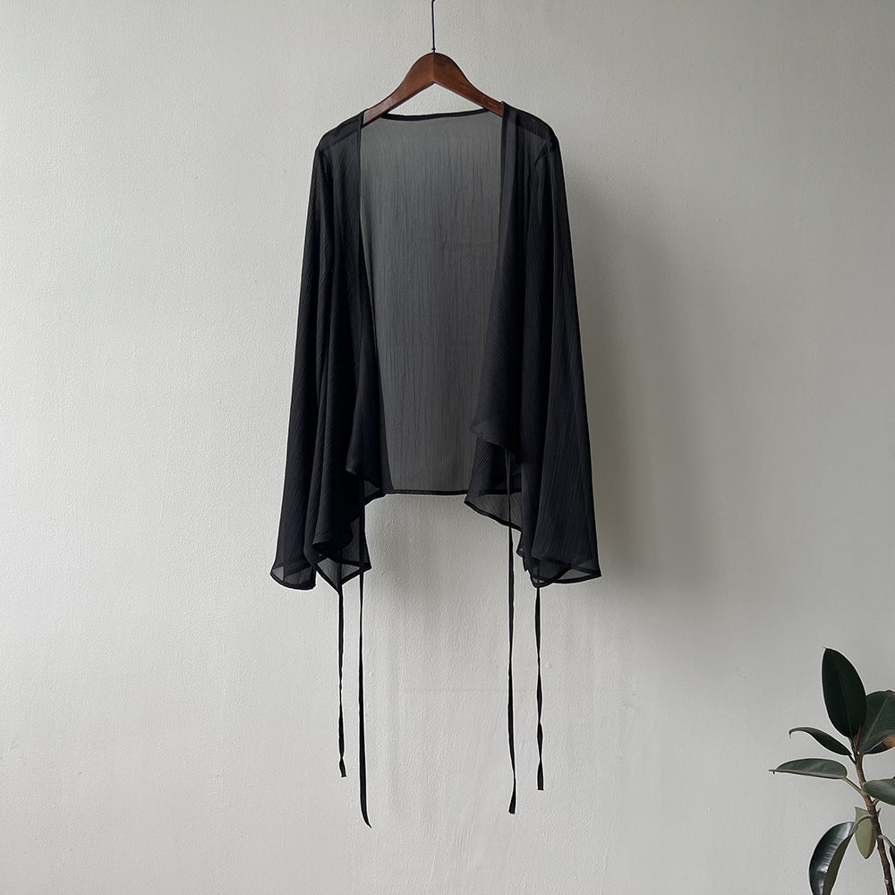 Women's Sheer Lightweight Cardigan - Flowy Loose Fit, Open Front, Long Sleeve