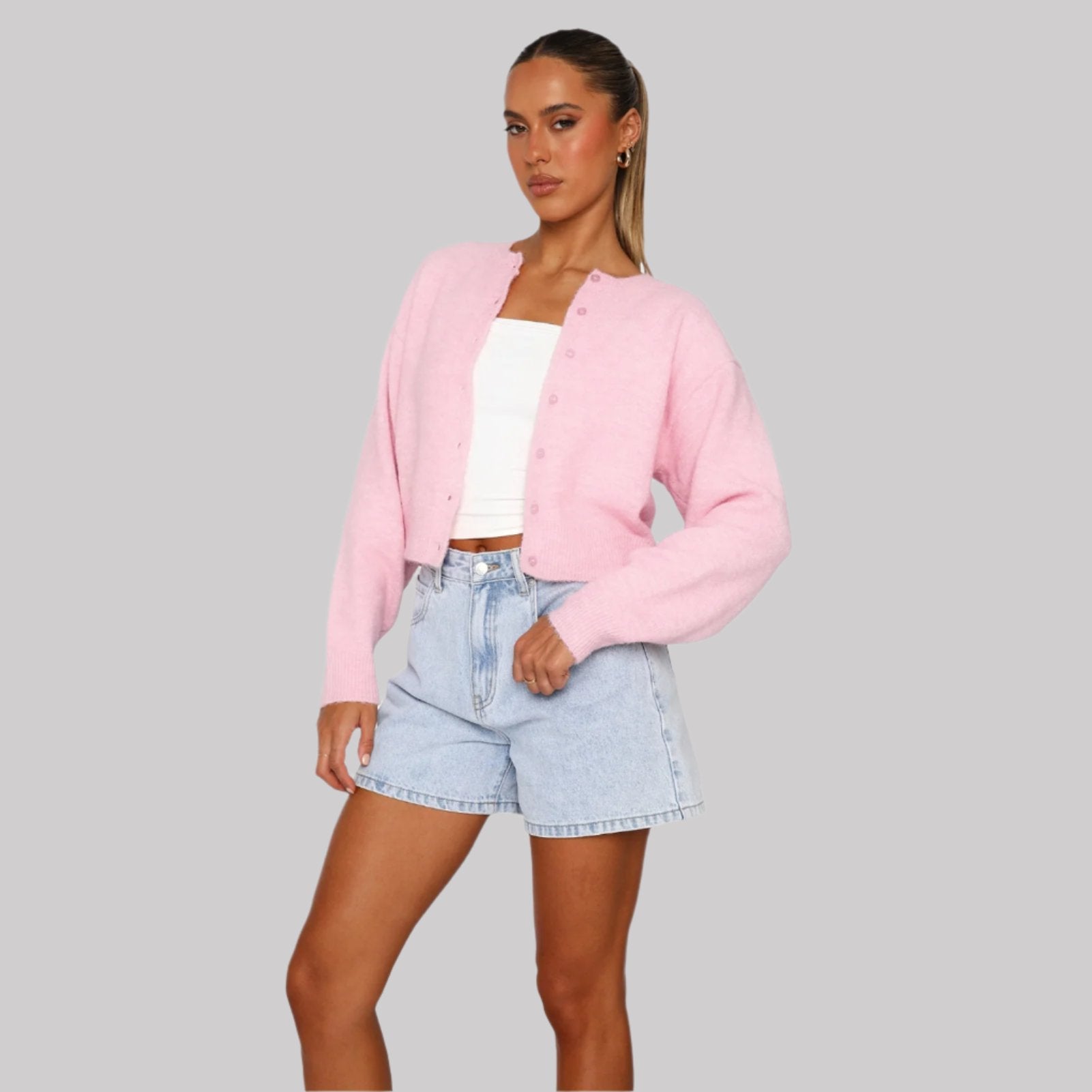 Luxurious Cozy Cropped Cardigan for Women - Effortless Style