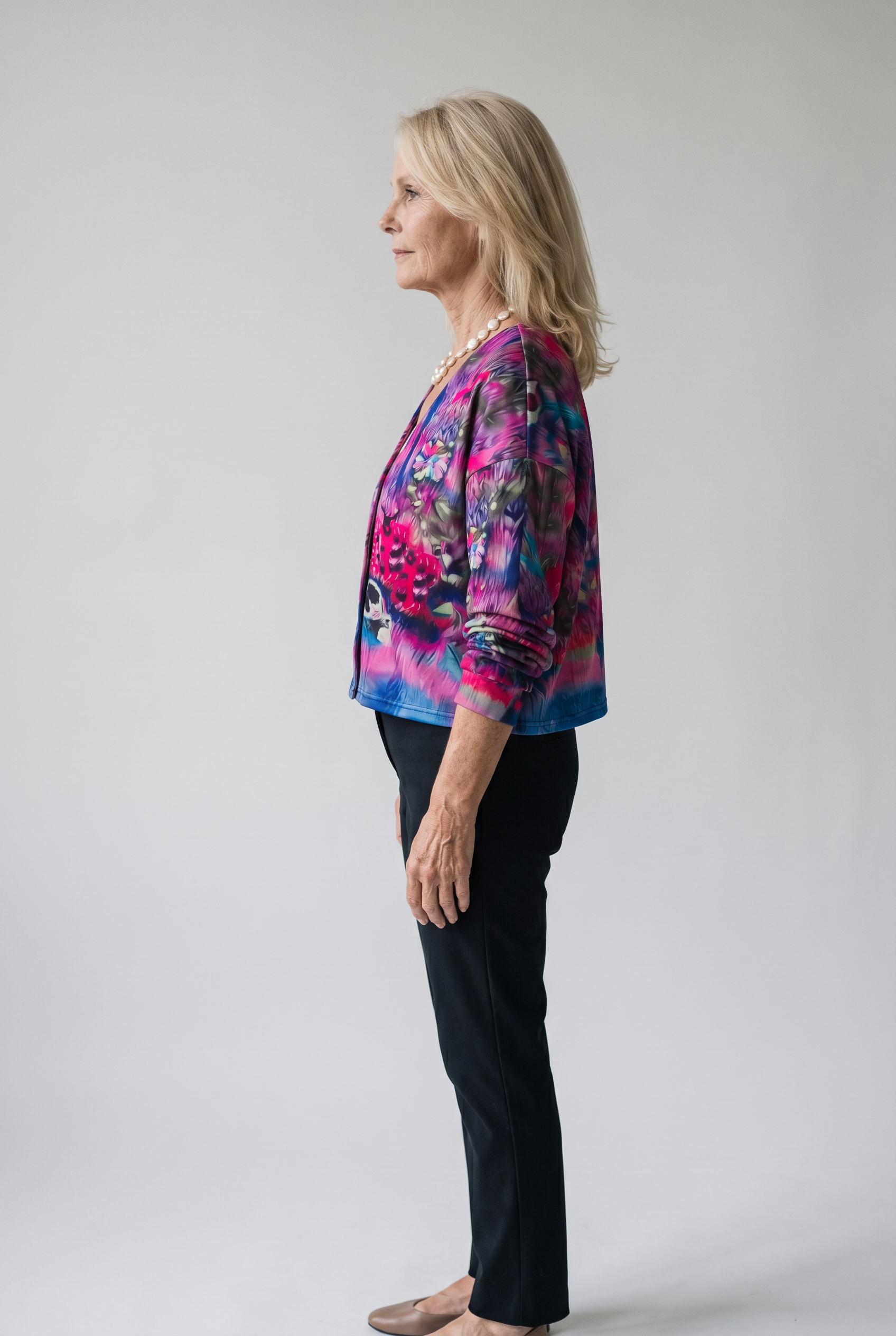 Matilda | Women’s Printed Long Sleeve Top – Button Front – Relaxed Fit – Polyester