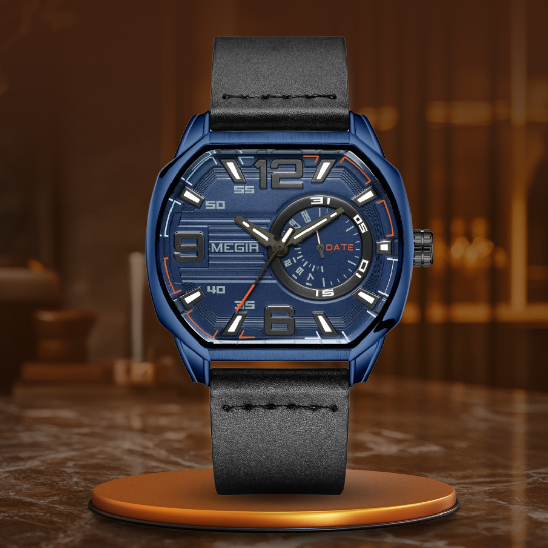 Luxury high-end leather sports watch