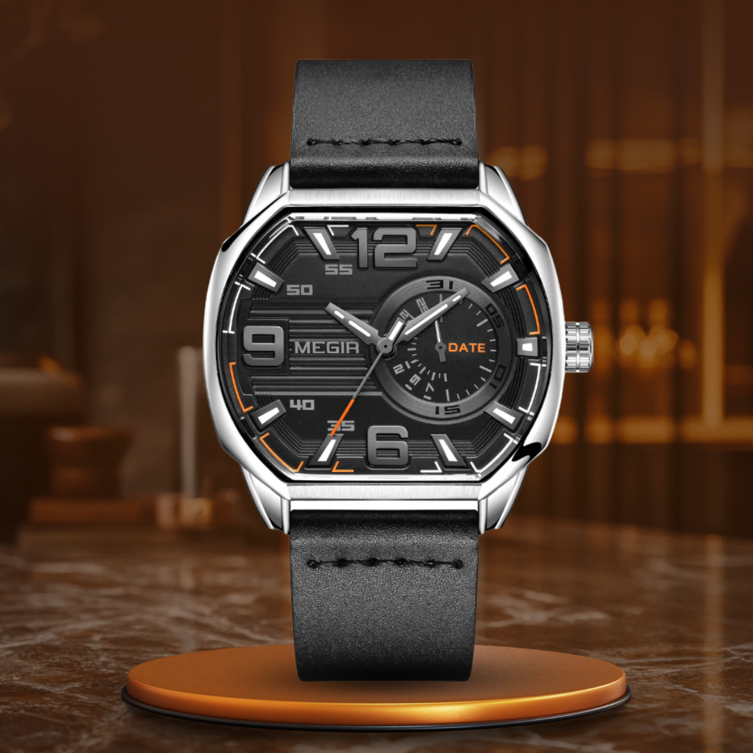 Luxury high-end leather sports watch