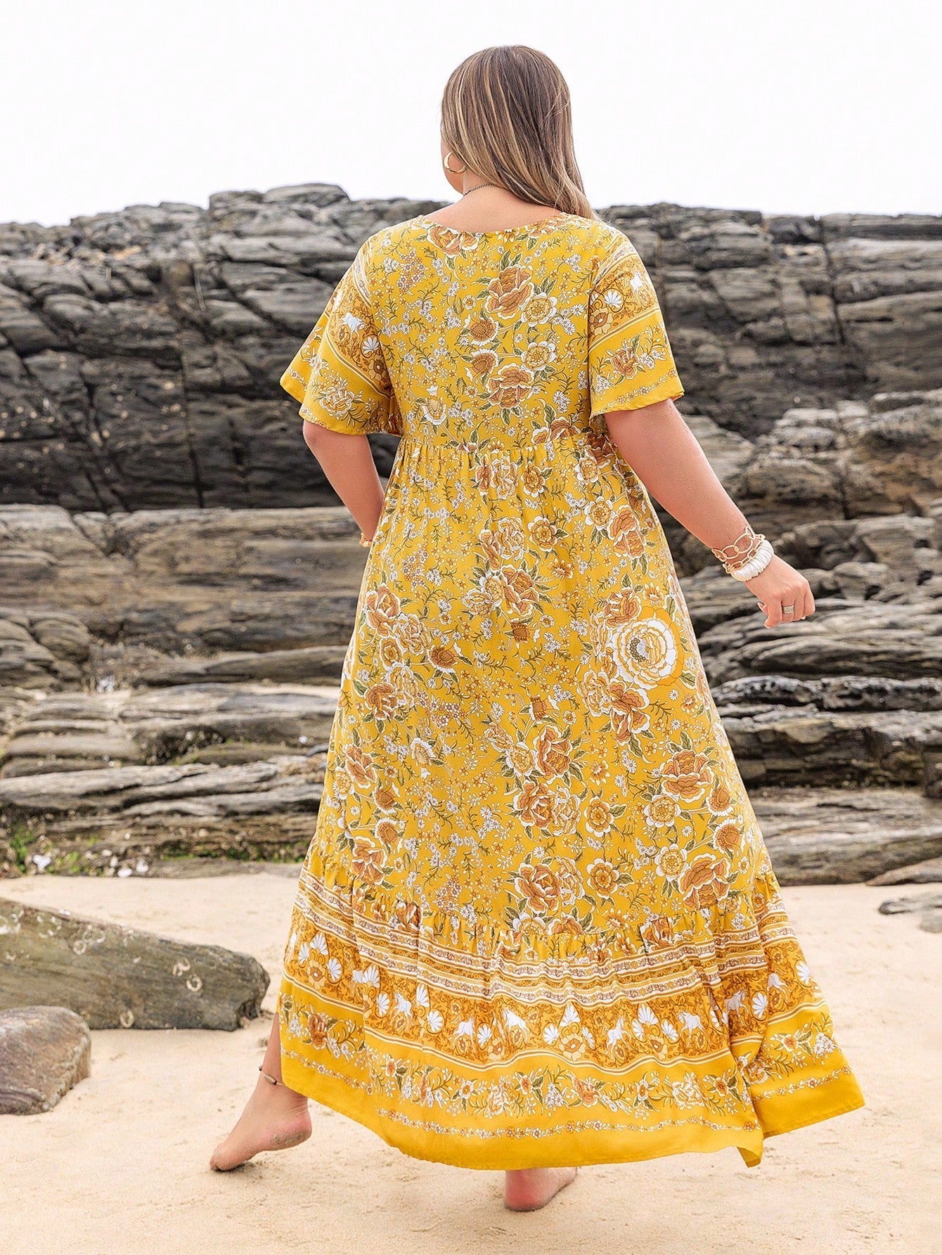 Boho Floral Maxi Dress – Effortlessly Chic for Plus Size